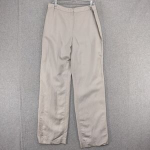 JonesWear Relaxed Fit Pants Womens Sz 12 Linen Tan High Rise Career Solid Casual